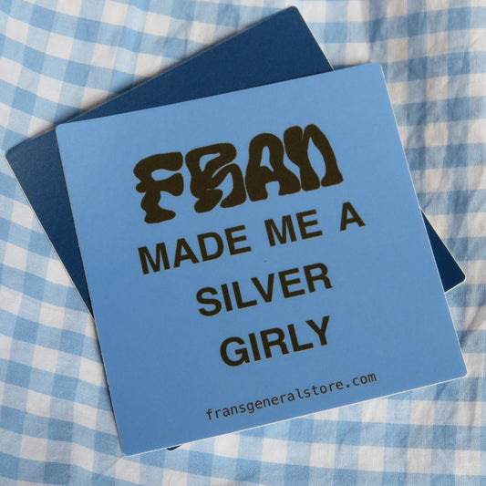3" square silver girly sticker